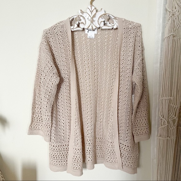 NWT Andrea Jovine Cream Beige Crochet Jacket - Picture 5 of 11